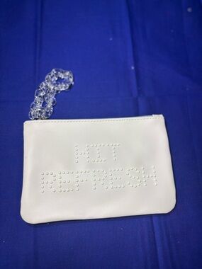 Ipsy White 'Hit Refresh' Studded Wristlet with Clear Chain
